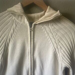 IZOD Cotton Sweaters Zip Up White Petite Large